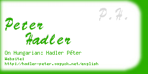 peter hadler business card